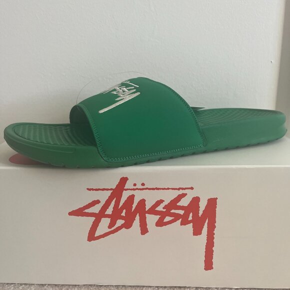 Nike x Stussy Bensassi Slides Green/Sail Size 13 New with Box - Picture 2 of 6